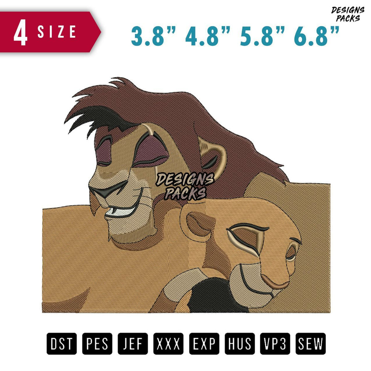 Simba Nala Huge B Embroidery Design