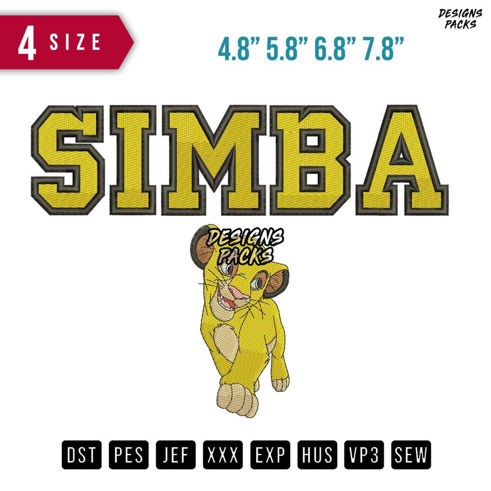 Simba Walk Embroidery Design