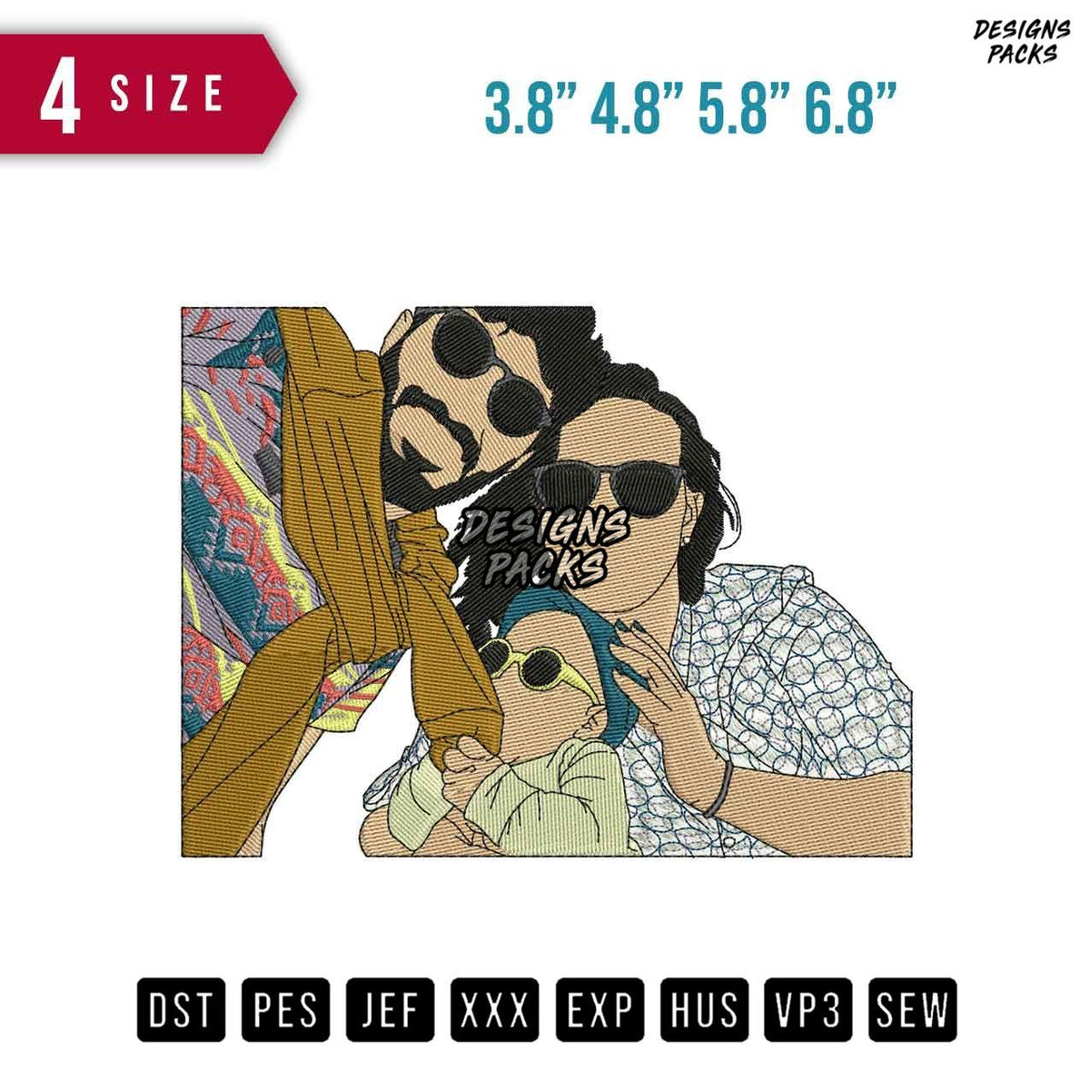 Smiles Family Embroidery Design