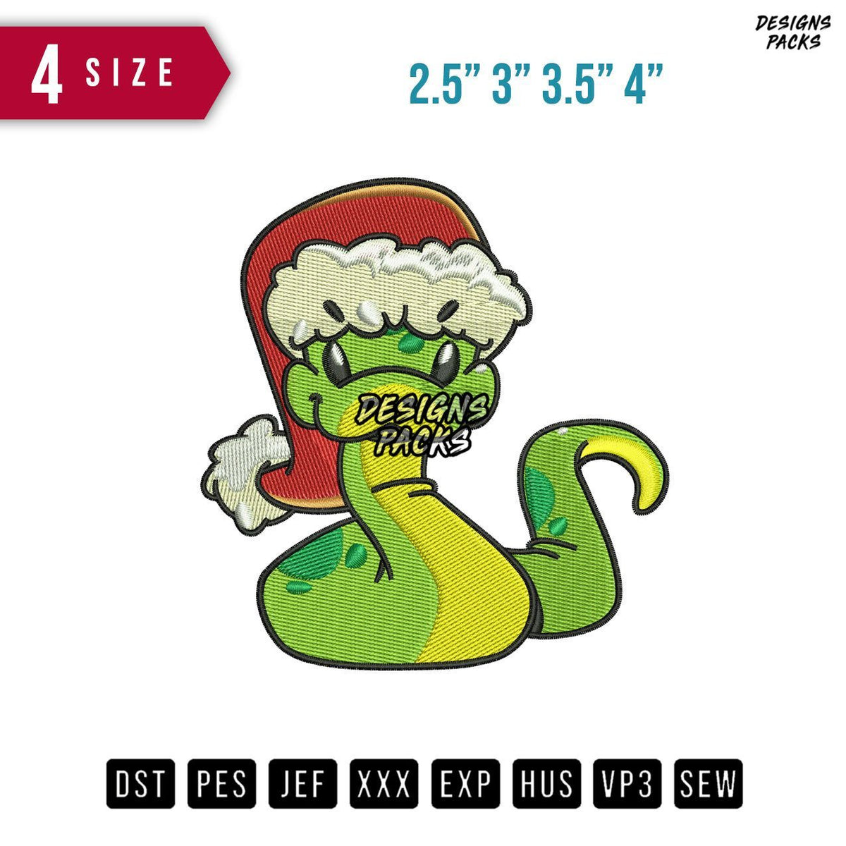 Snake Santa Embroidery Design