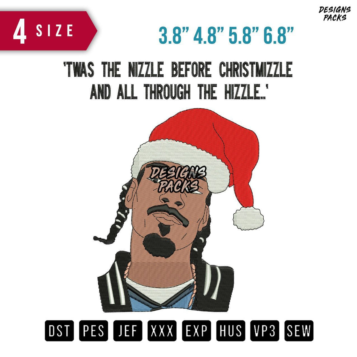 Snoop Dogg Christmas Embroidery Design