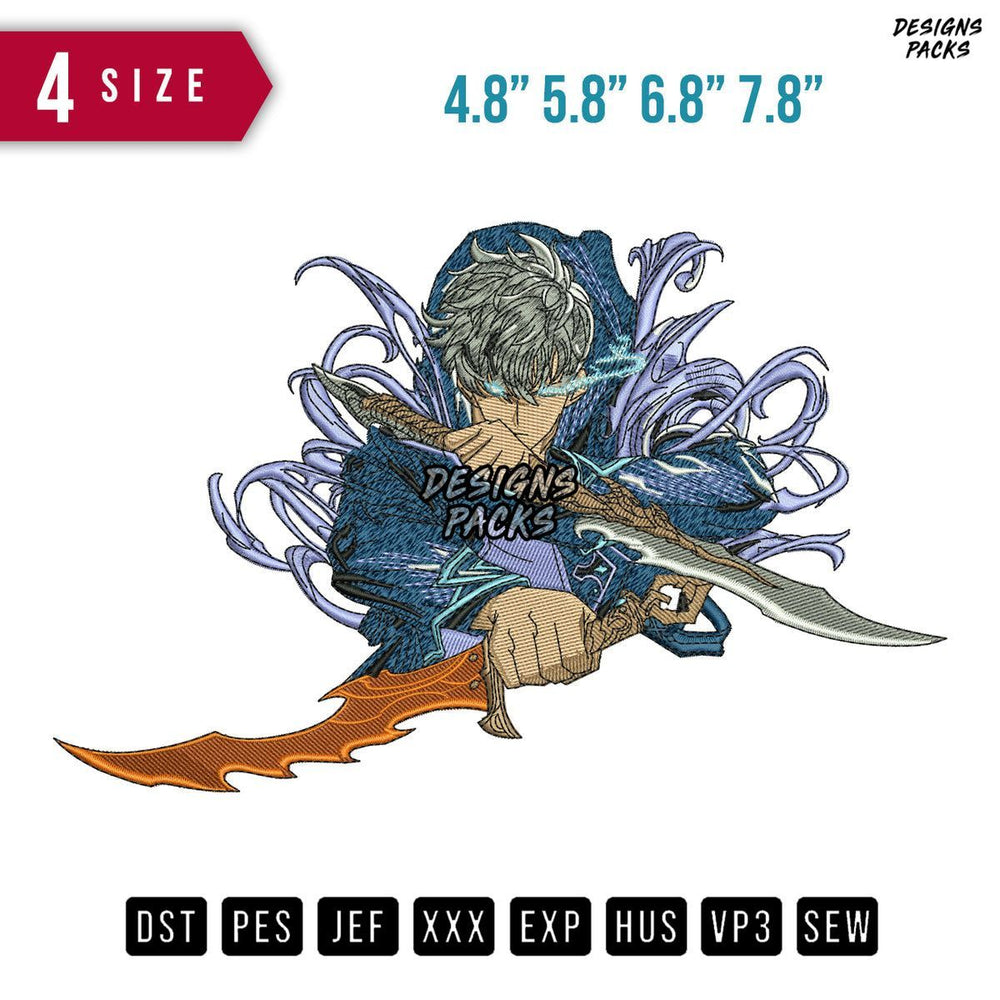 Solo Leveling Anime attack Embroidery Design