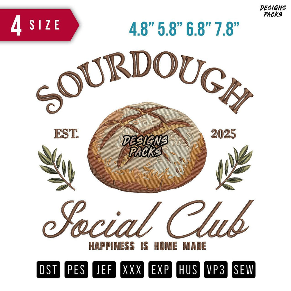 Sourdough Social Club Embroidery Design