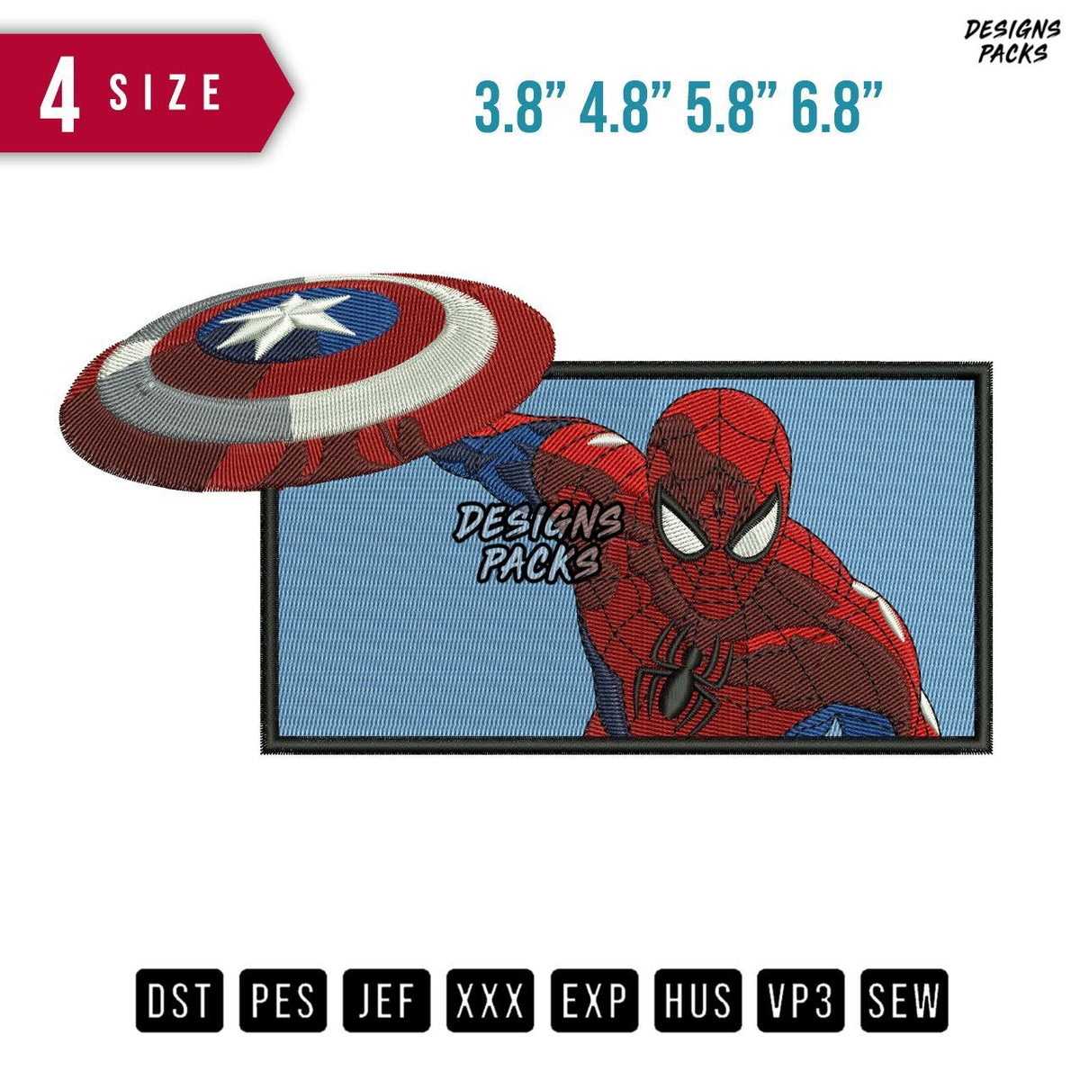 Spiderman Captain America Embroidery Design