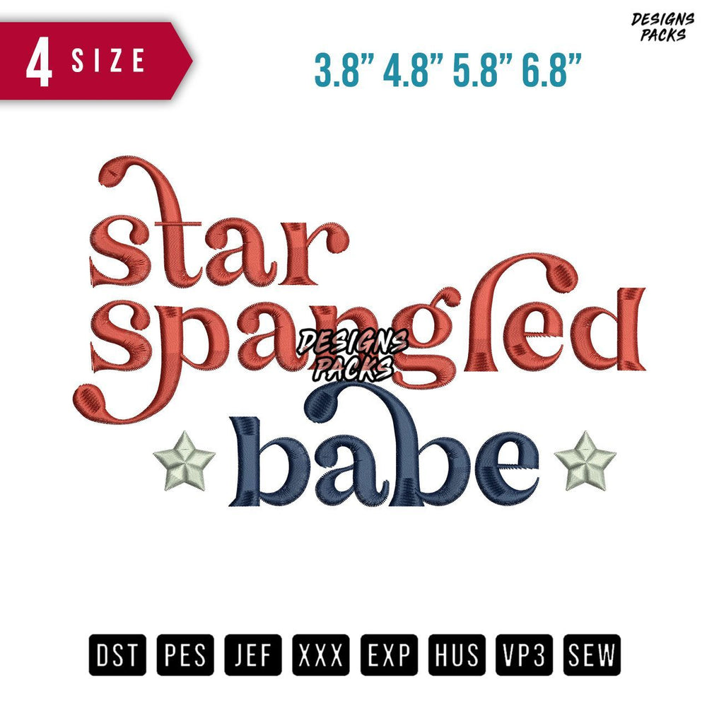 Star Spangled Babe Embroidery Design