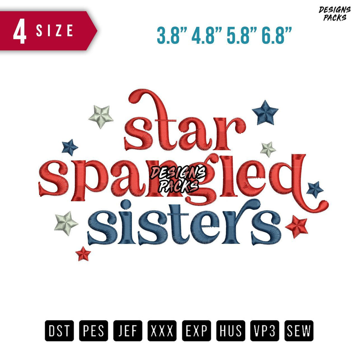 Star Spangled Sisters Embroidery Design