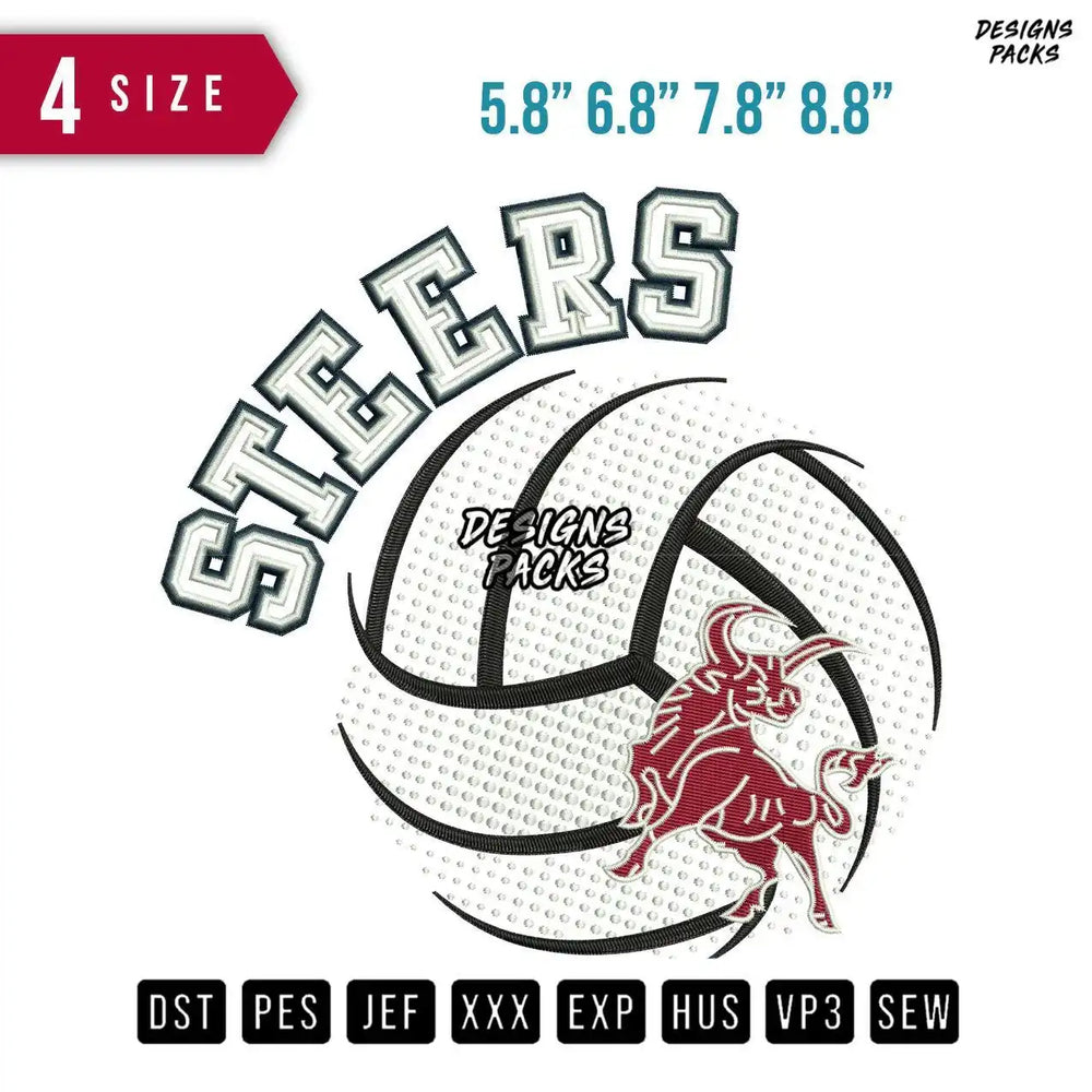 Steers Bull Embroidery Design