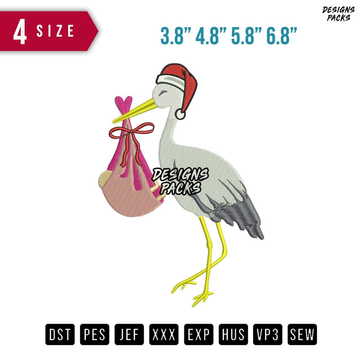 Stork Hat Christ Embroidery Design