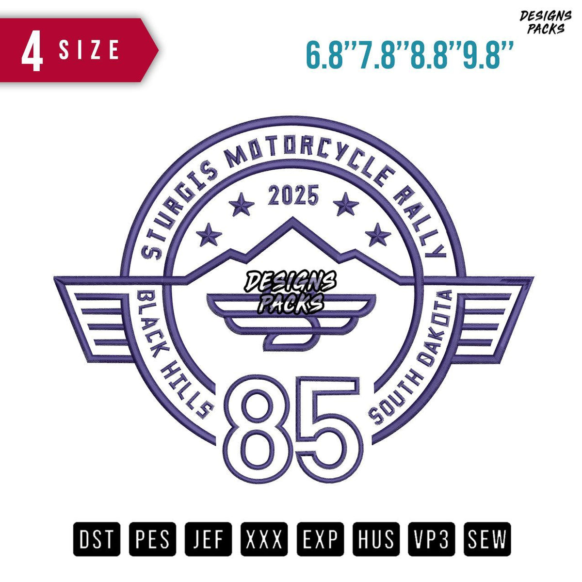 Sturgis MotorCycle Embroidery Design