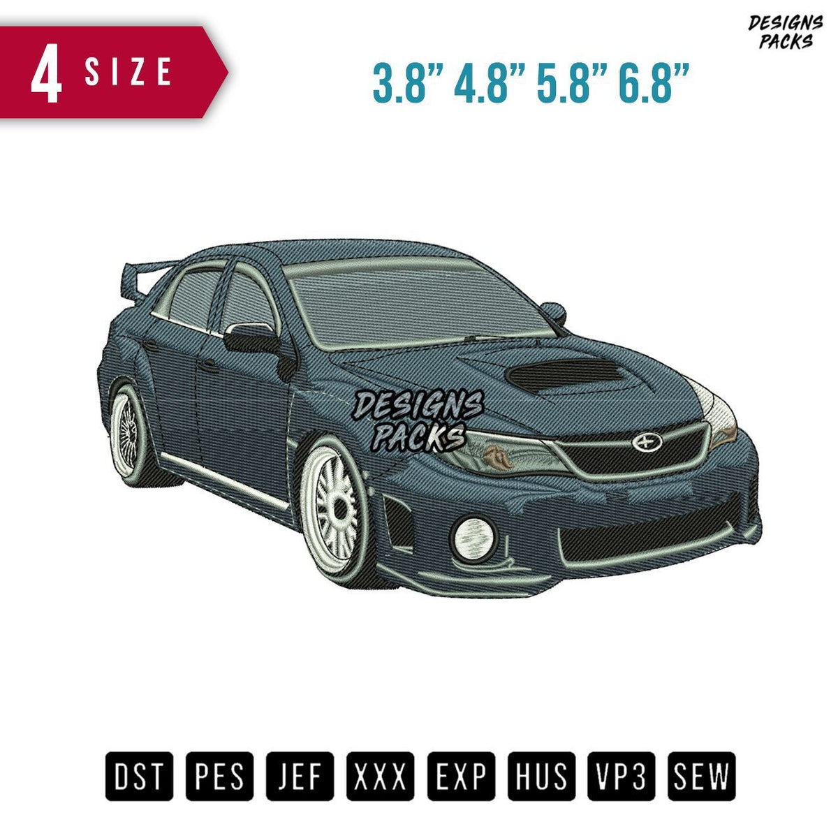 Subaru Car Blu Embroidery Design