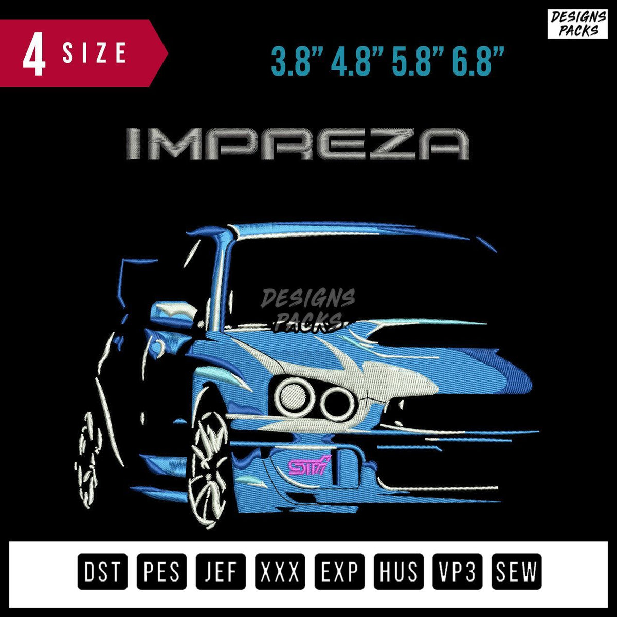 Subaru Impreza Embroidery Design