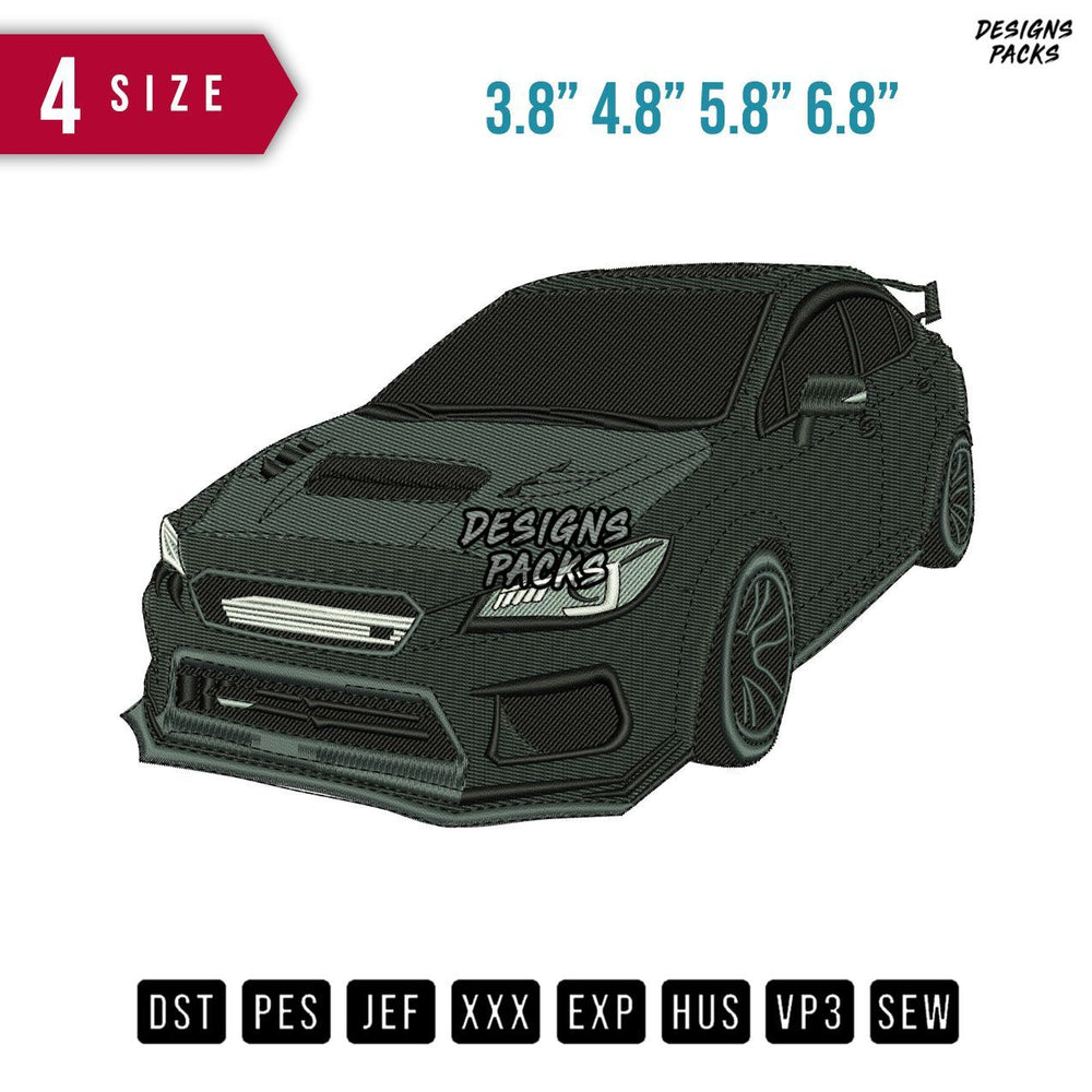 Subaru WRX Black Car Embroidery Design