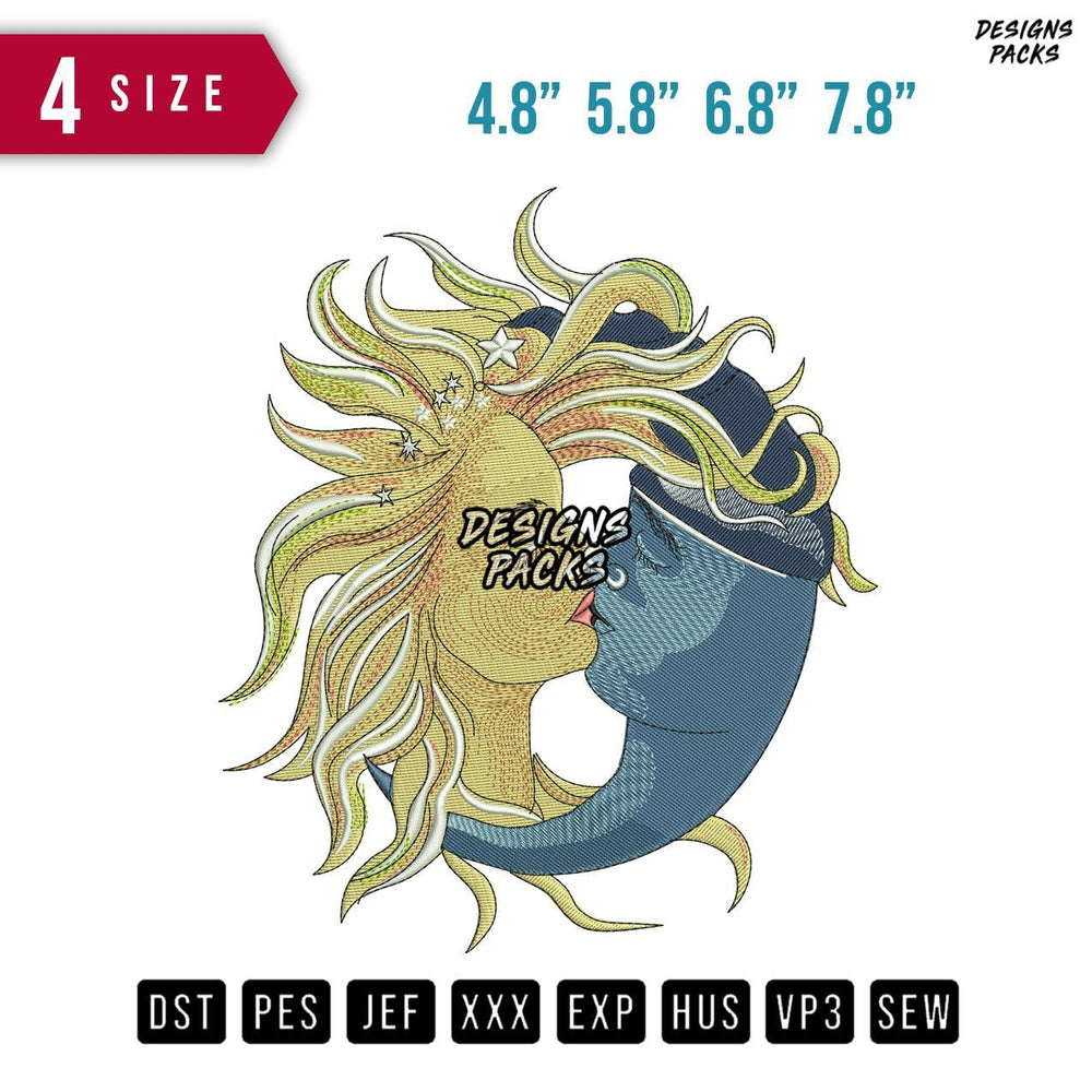 Sun Monn Kiss Embroidery Design