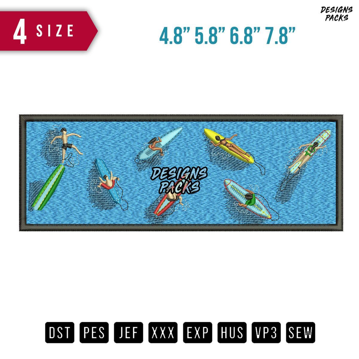 Surf Pool Embroidery Design