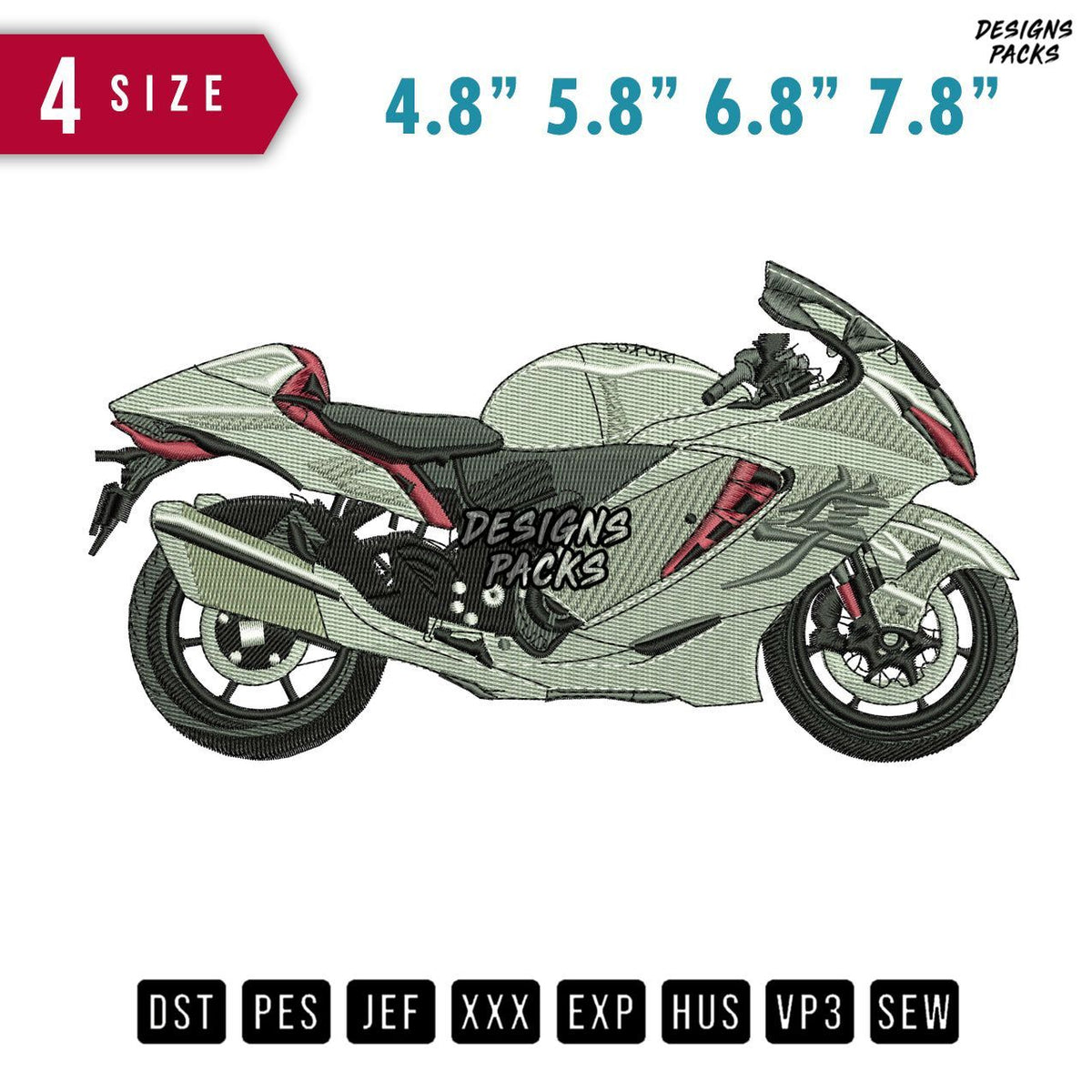 Suzuki Hayabusa Embroidery Design