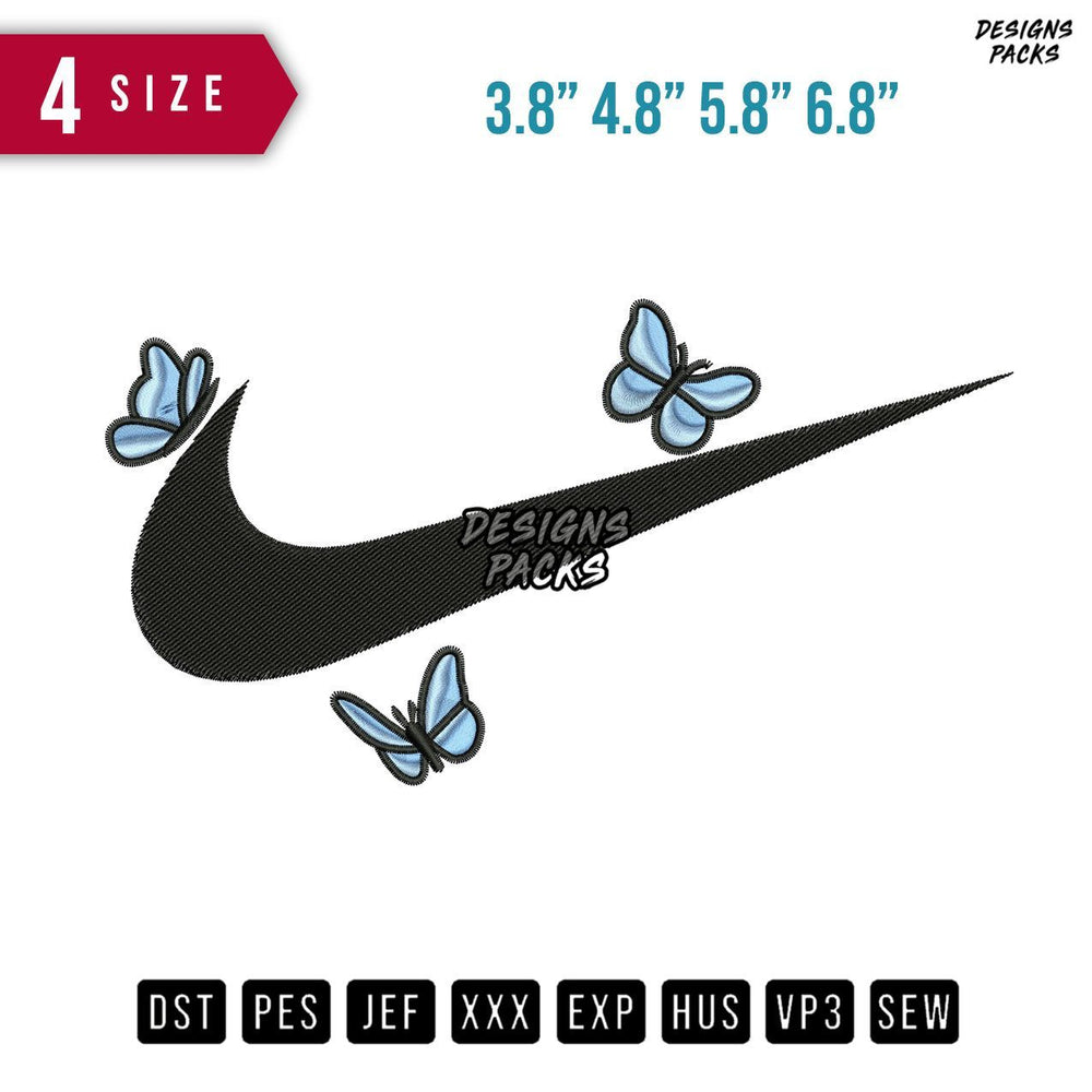 Swoosh 3 Butterfly Embroidery Design