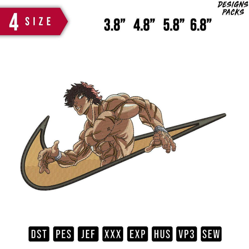 Hanma Baki Swoosh Sport Anime Stickmuster-Design