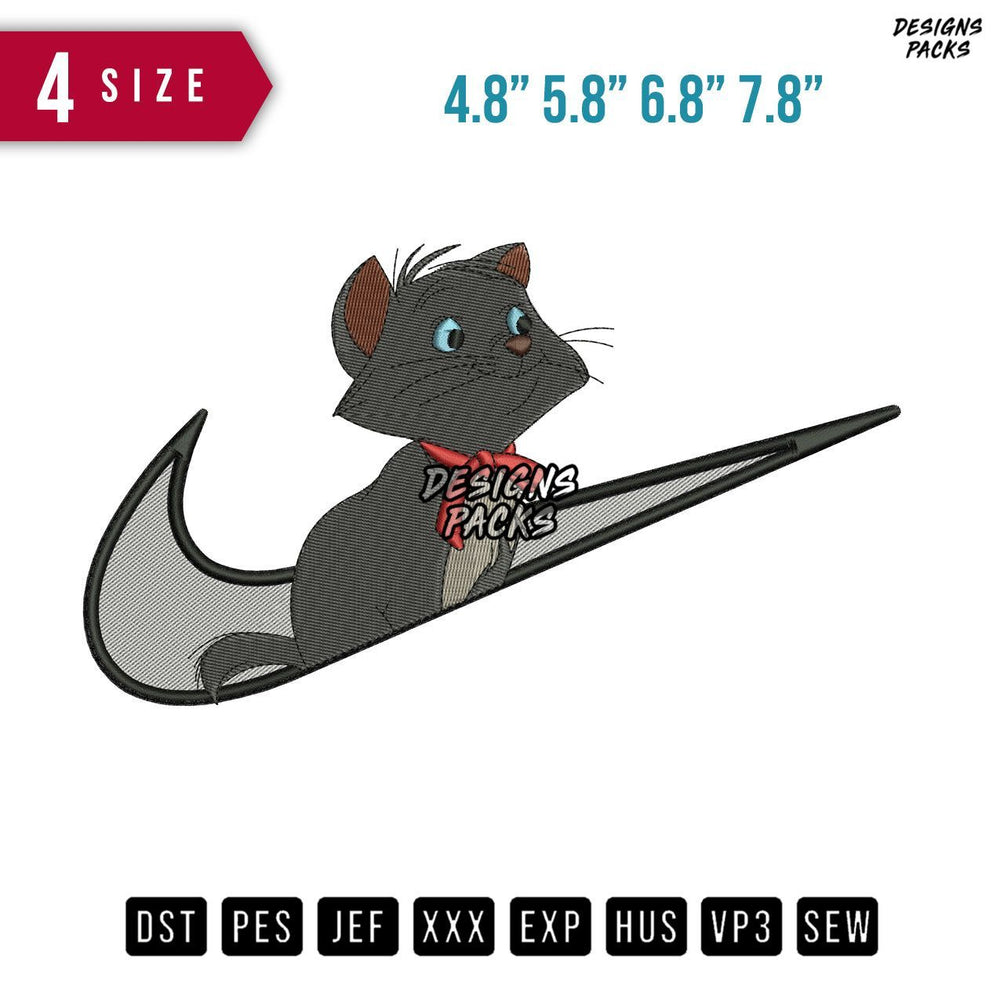 Swoosh Berlioz Cat Embroidery Design