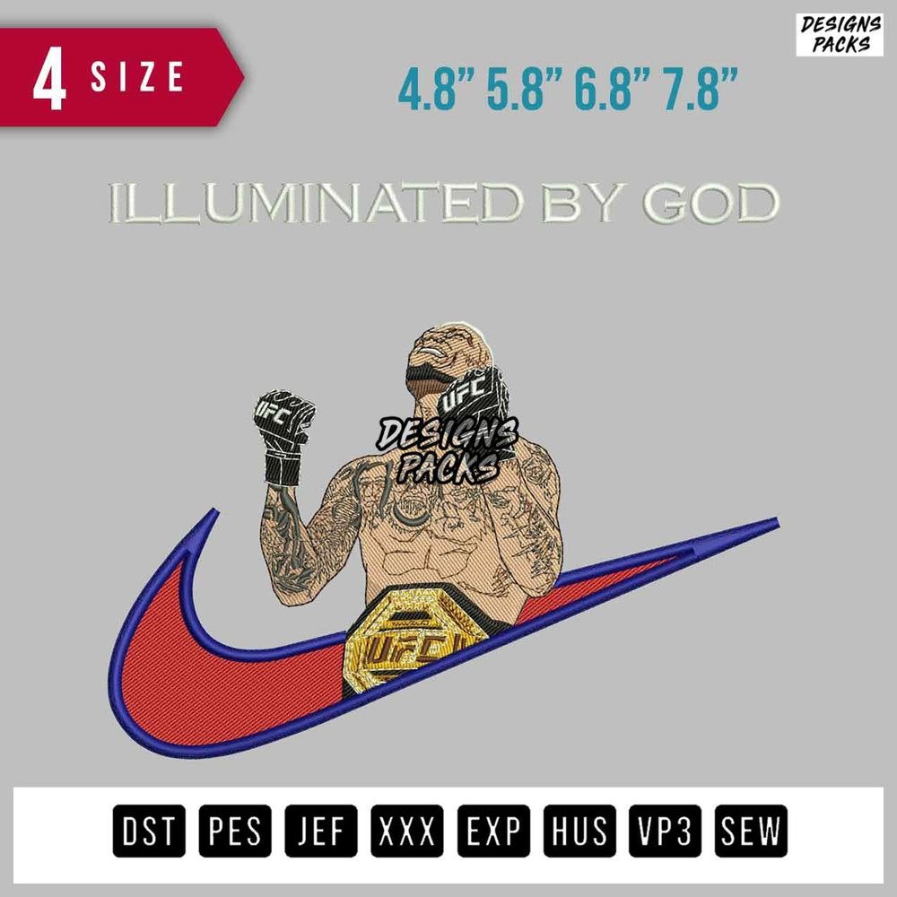 Swoosh Boxing Illuminate Embroidery Design