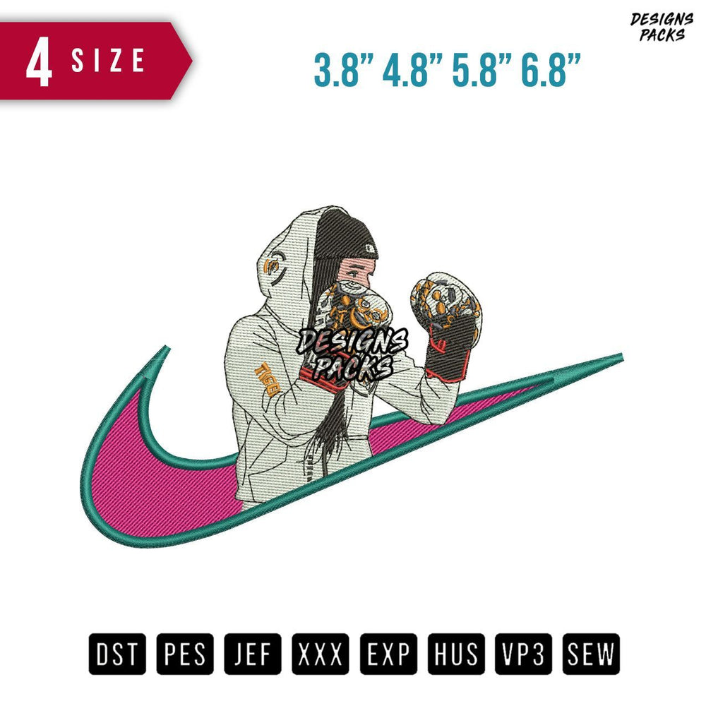 Swoosh Boxing Embroidery Design