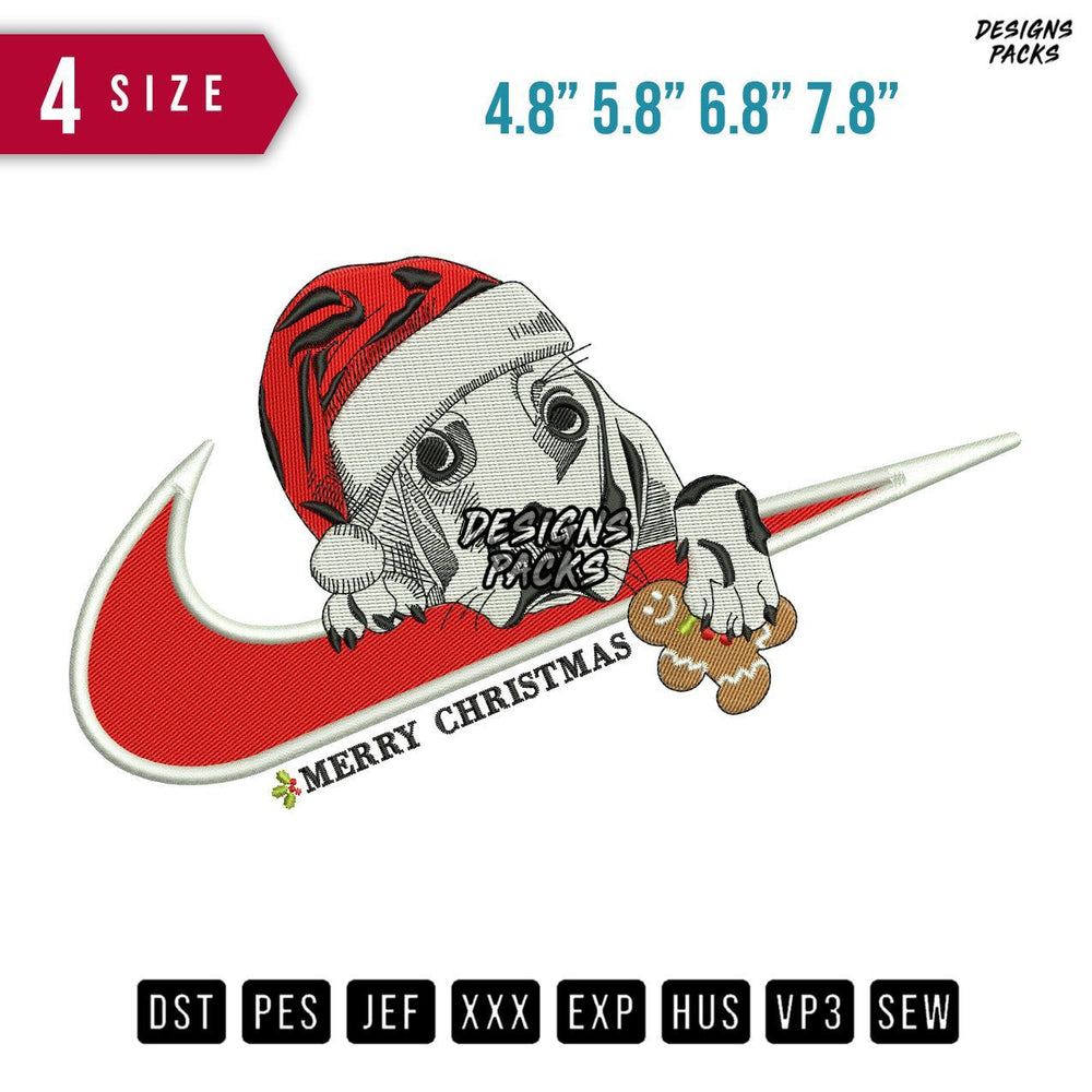Swoosh Dog Christmas Embroidery Design
