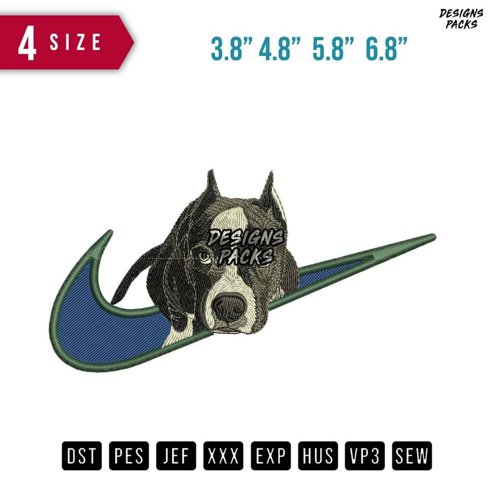 Swoosh Dog Glared Embroidery Design