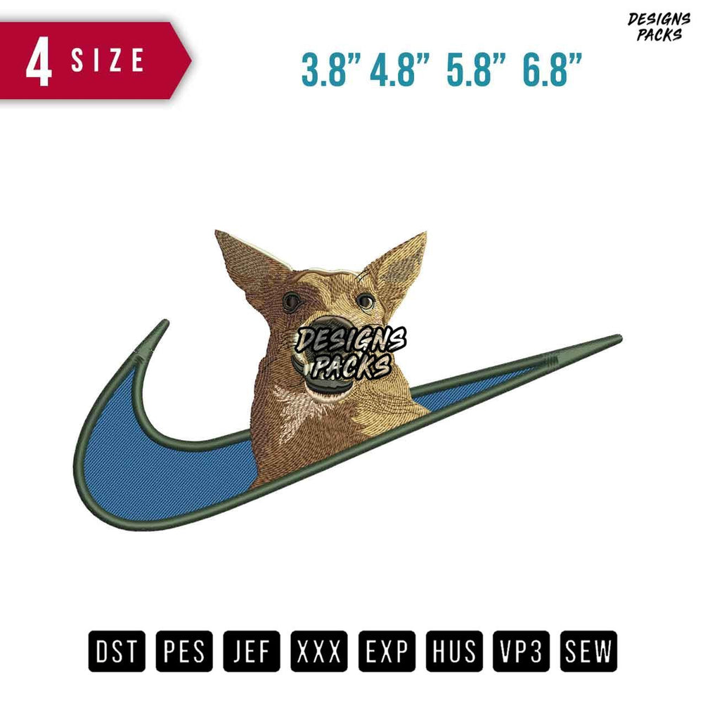 Swoosh Dog Orange Embroidery Design