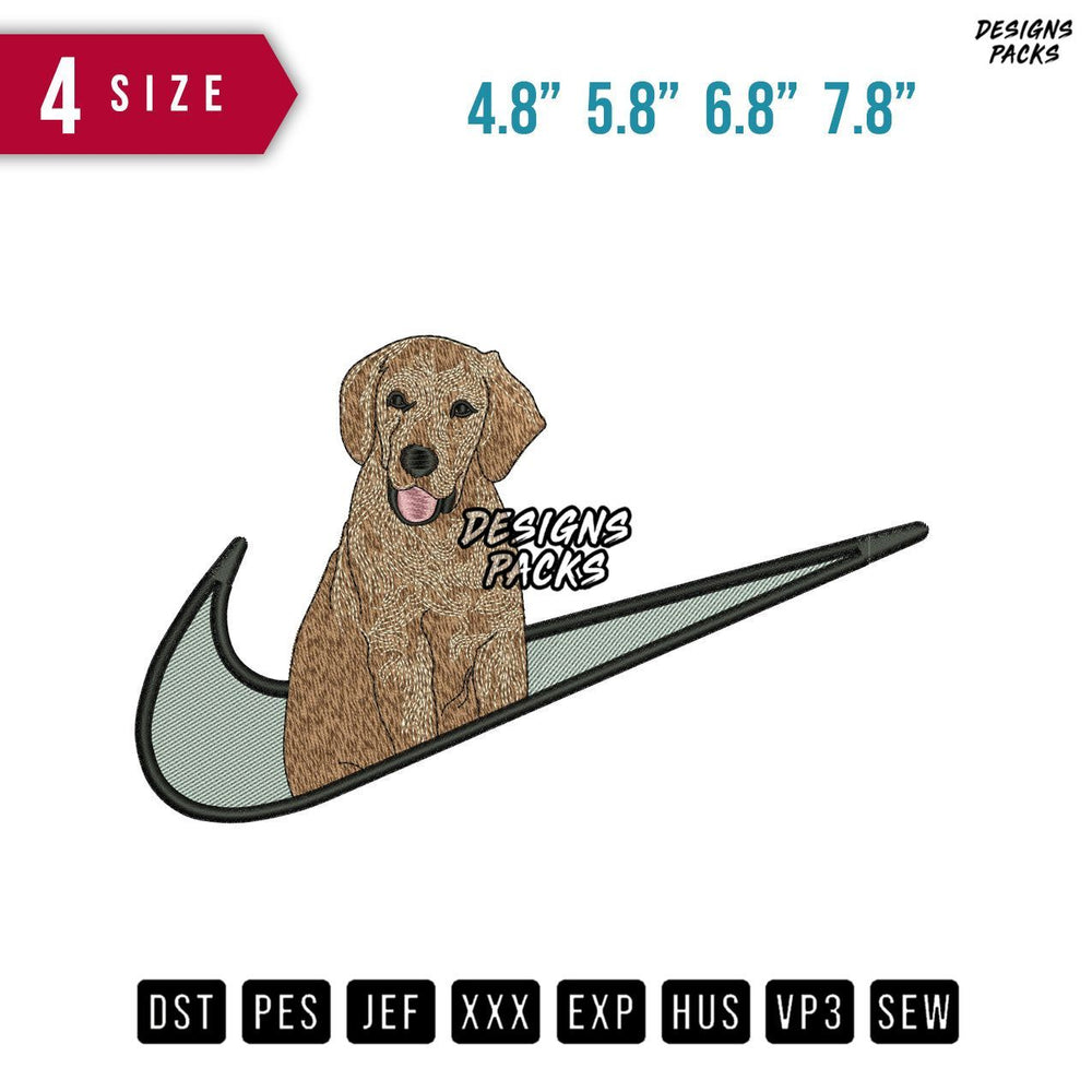 Swoosh Dog Sit Embroidery Design