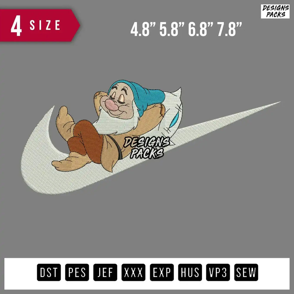 Swoosh Dwarf Embroidery Design