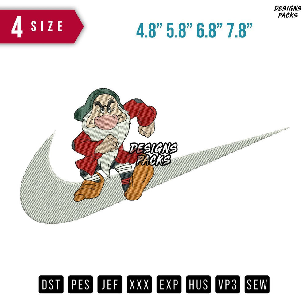 Swoosh Grumpy Embroidery Design