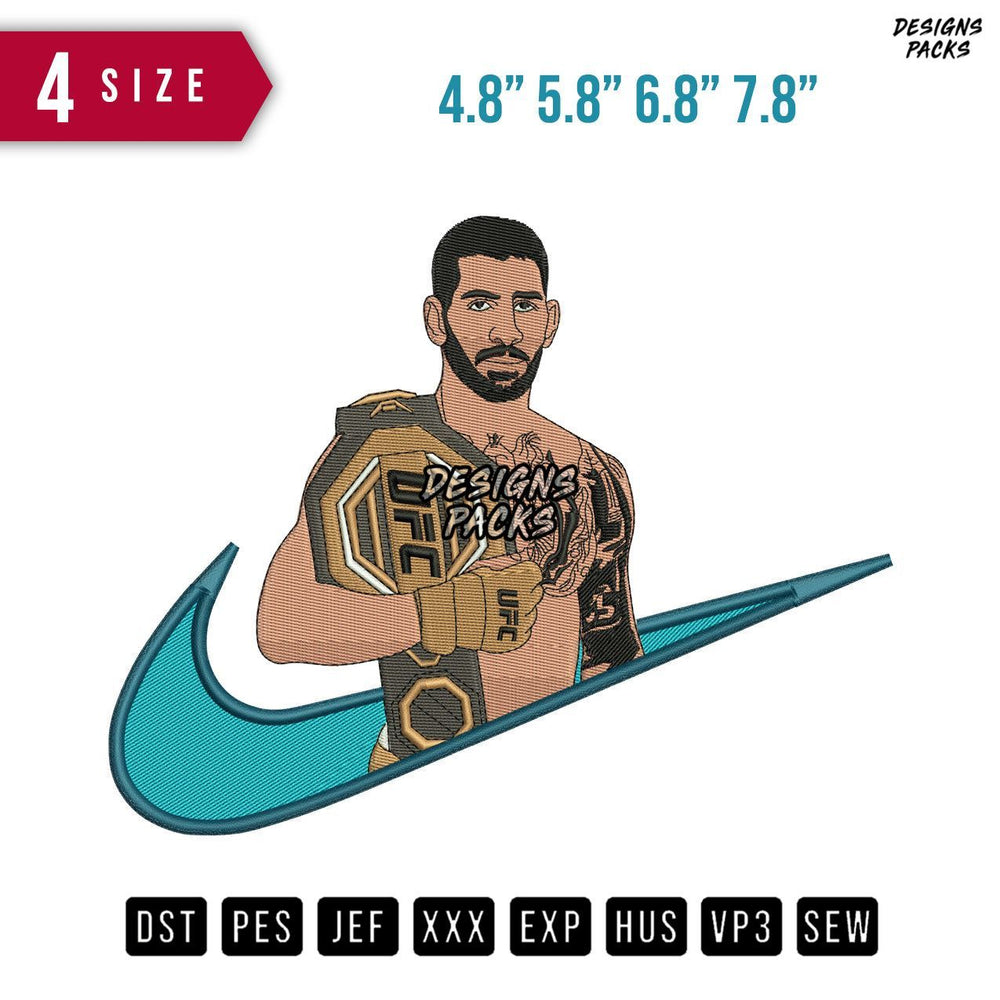 Swoosh Ilia Topuria Embroidery Design