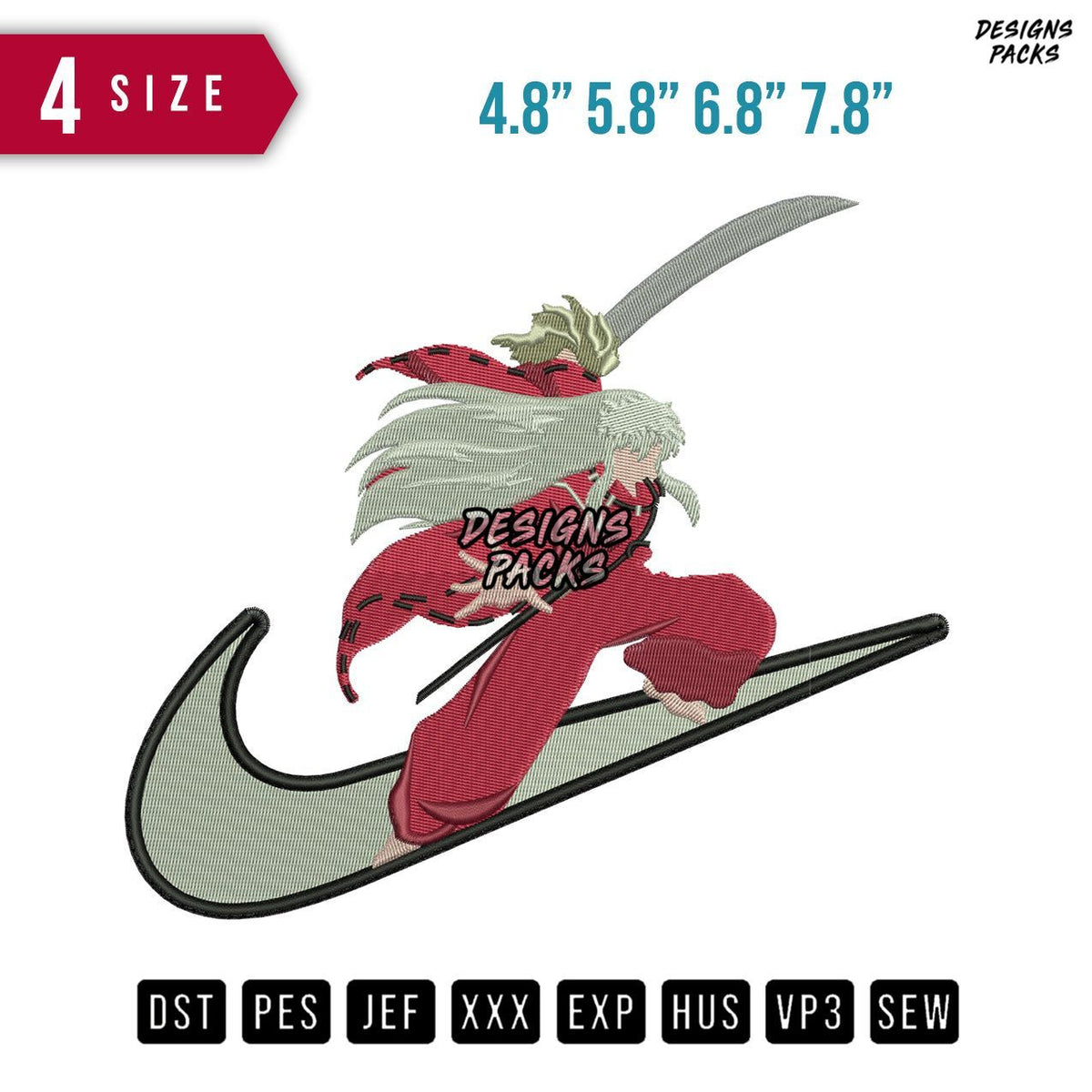 Swoosh Inuyasha Embroidery Design