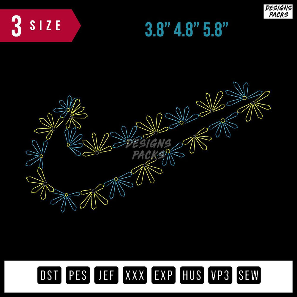 Swoosh Manual Flower B Embroidery Design