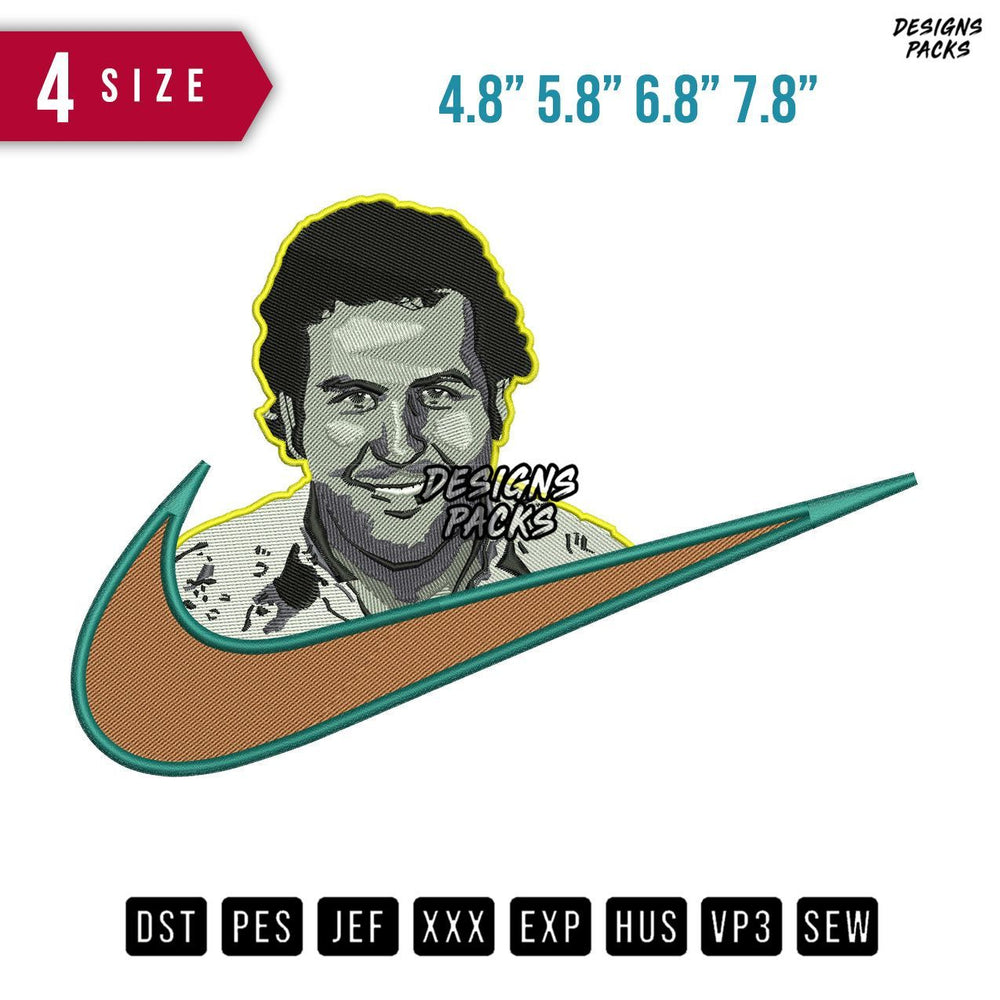 Swoosh Pablo Escobar Embroidery Design