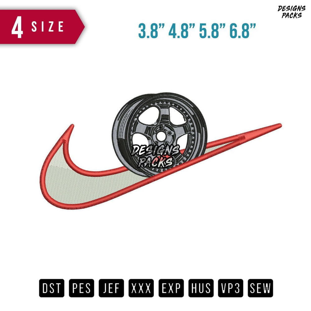 Swoosh Rim Embroidery Design