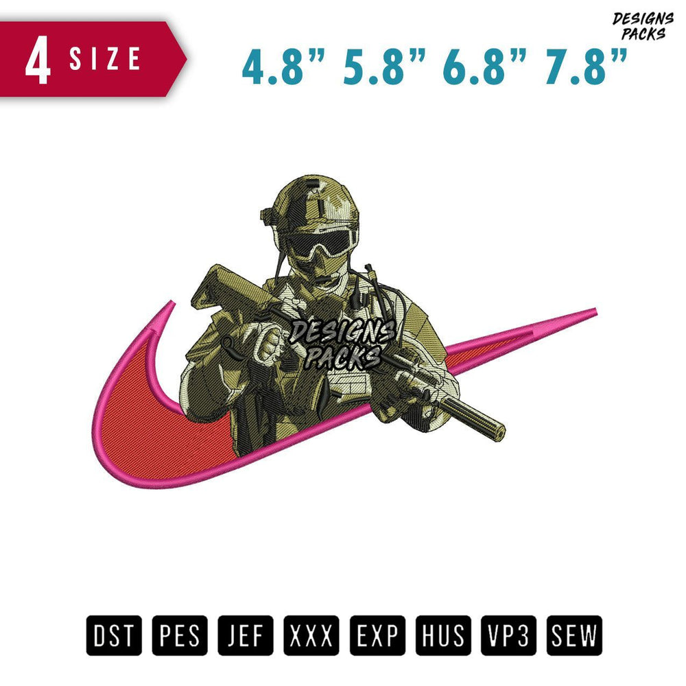 Swoosh Soldier Embroidery Design
