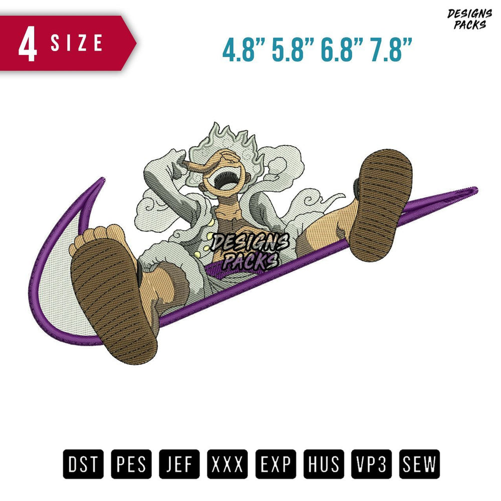 Swoosh Luffy Gear 5 B Embroidery Design