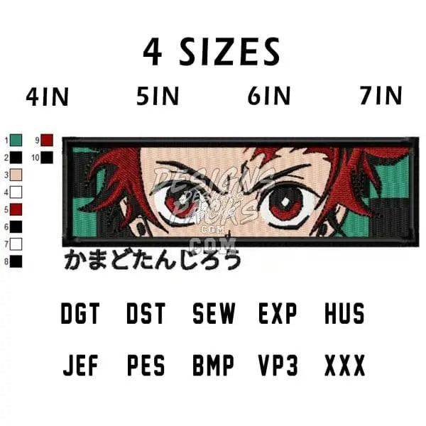 Anime eye embroidery design in 4 sizes, compatible with DGT DST SEW EXP HUS JEF PES formats