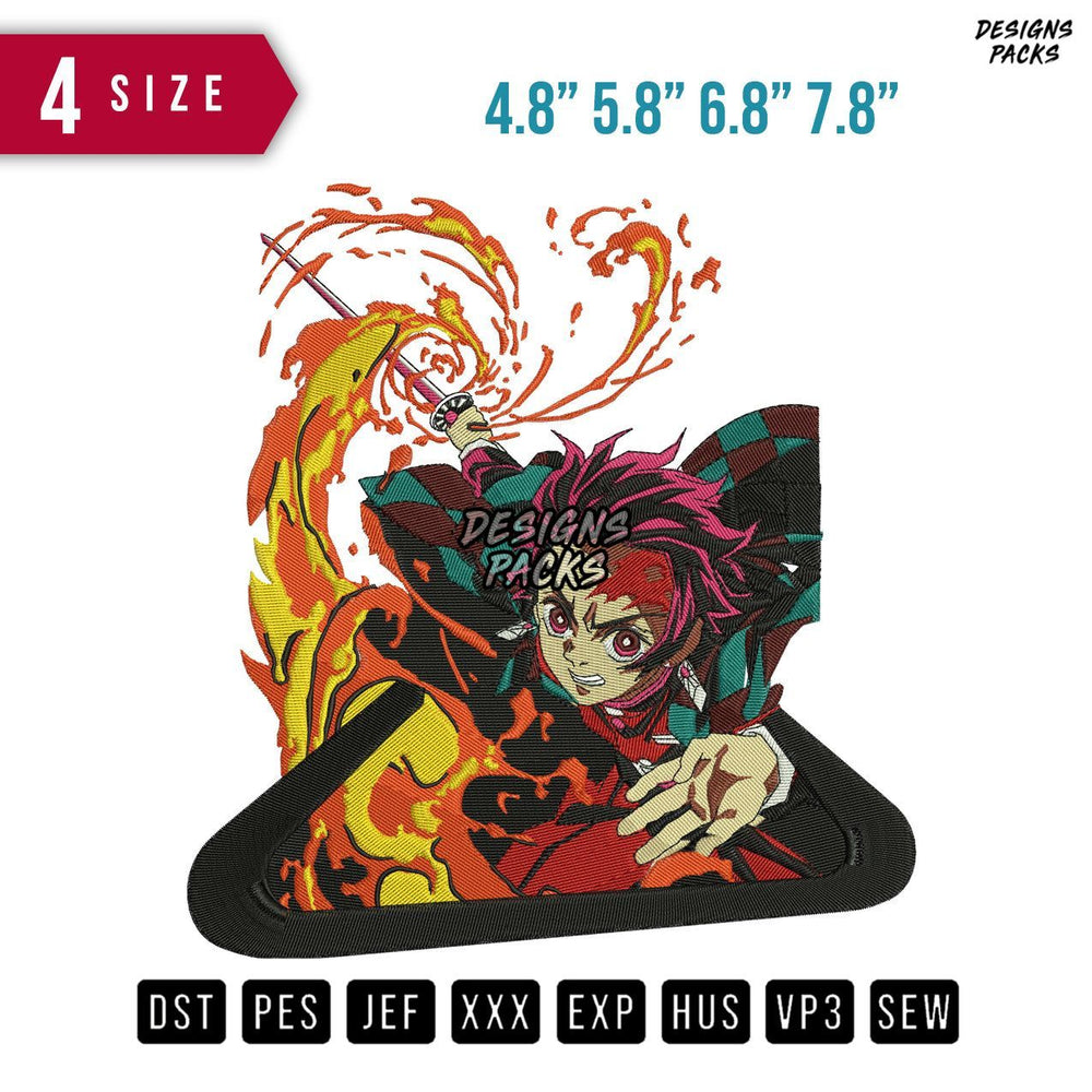Tanjiro Triangle Embroidery Design