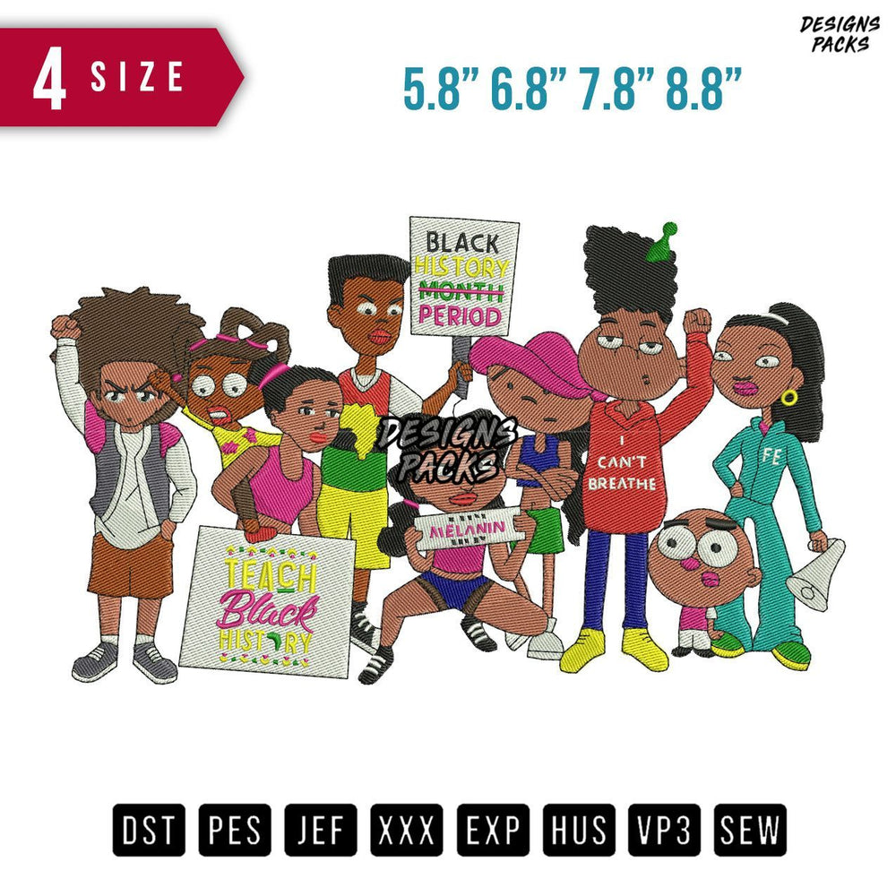 Teach Black Embroidery Design