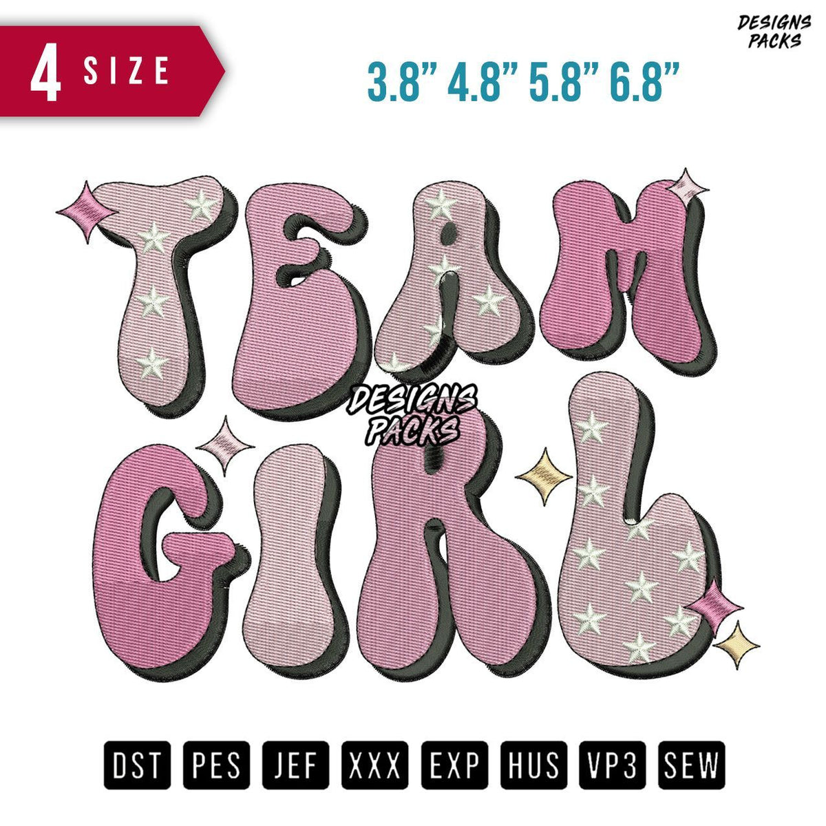 Team Girl Embroidery Design