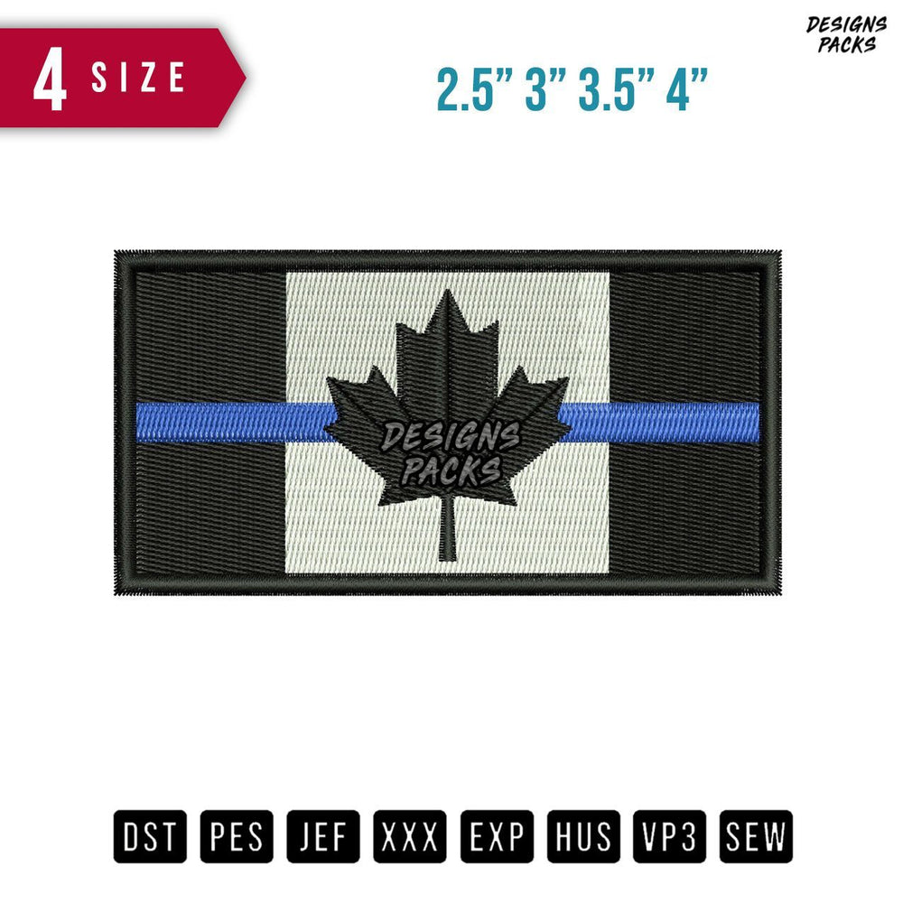 Thin Blue Line Flag Embroidery Design