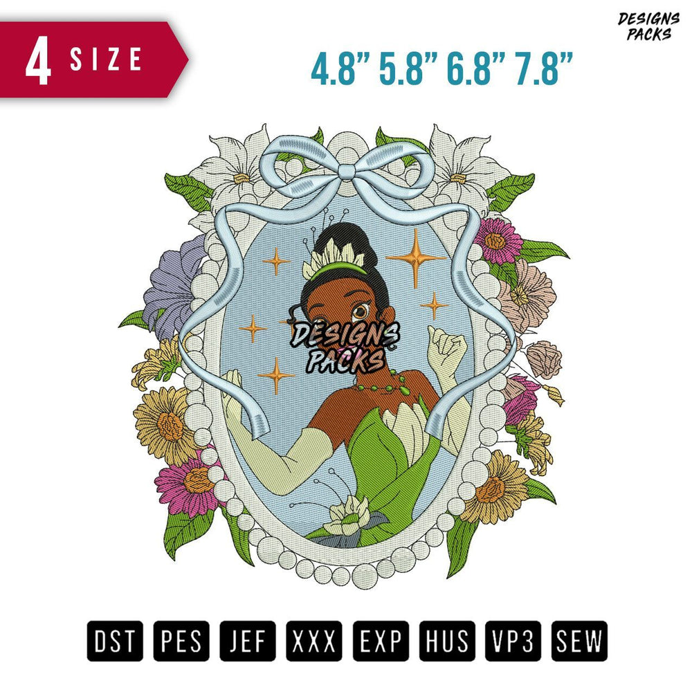 Tiana Ribbon Frame Embroidery Design