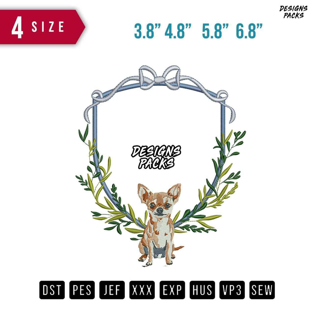 Tiny Dogs Flower Embroidery Design