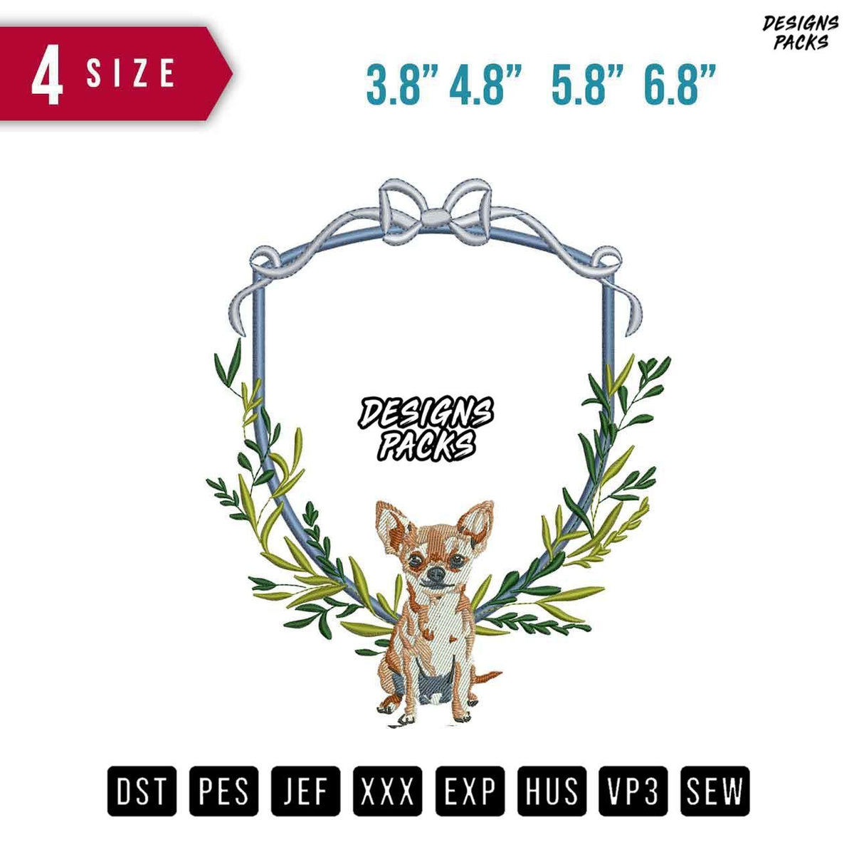 Tiny Dogs Flower Embroidery Design