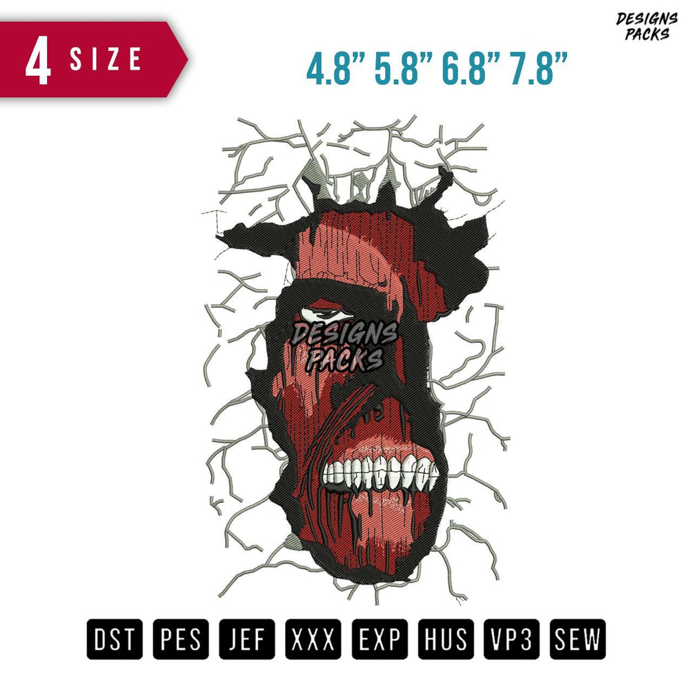 Titan Face Crack Embroidery Design