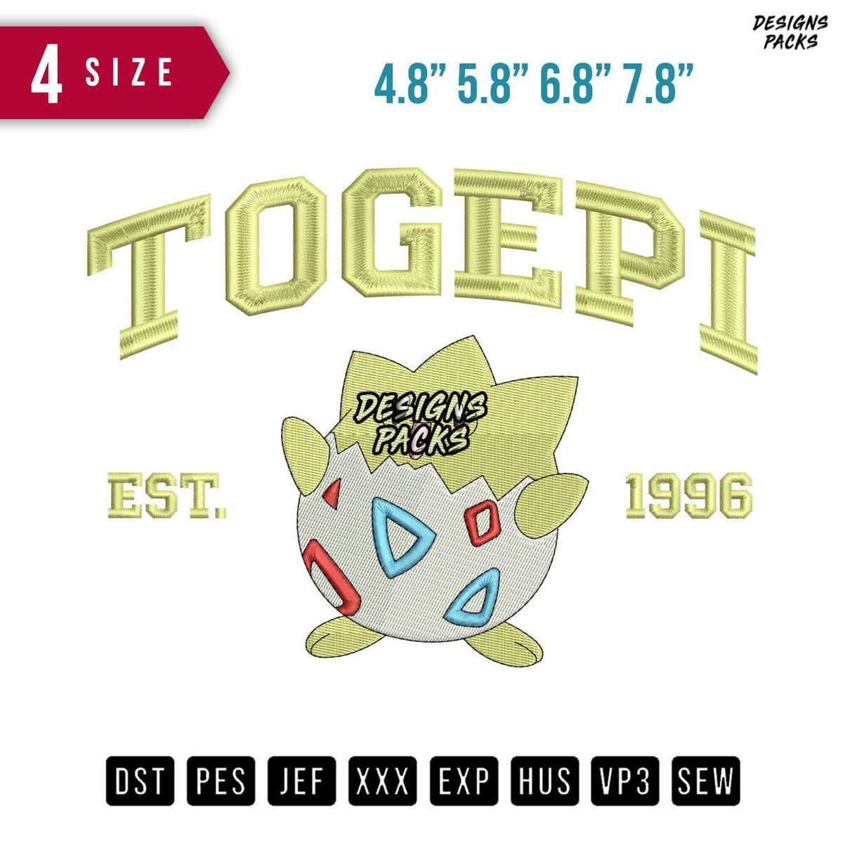 Togepi Est Embroidery Design