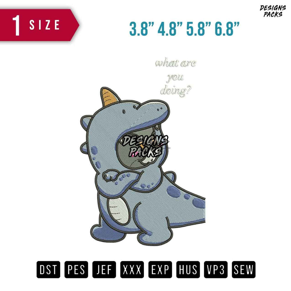 Tom Dino Embroidery Design