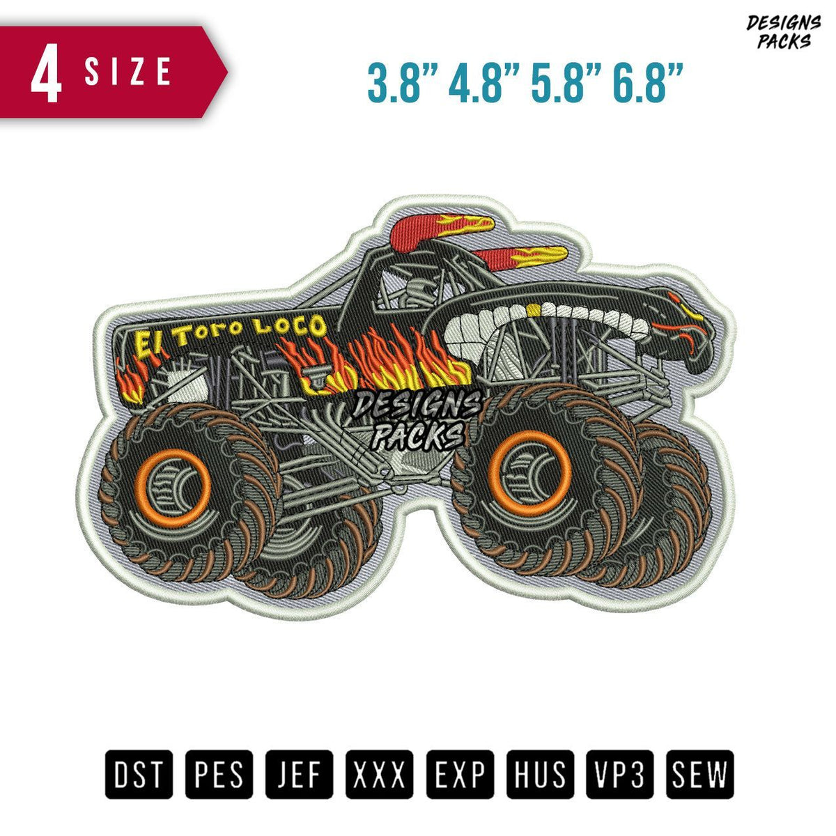 Toro Loco Cartoy Patch Embroidery Design