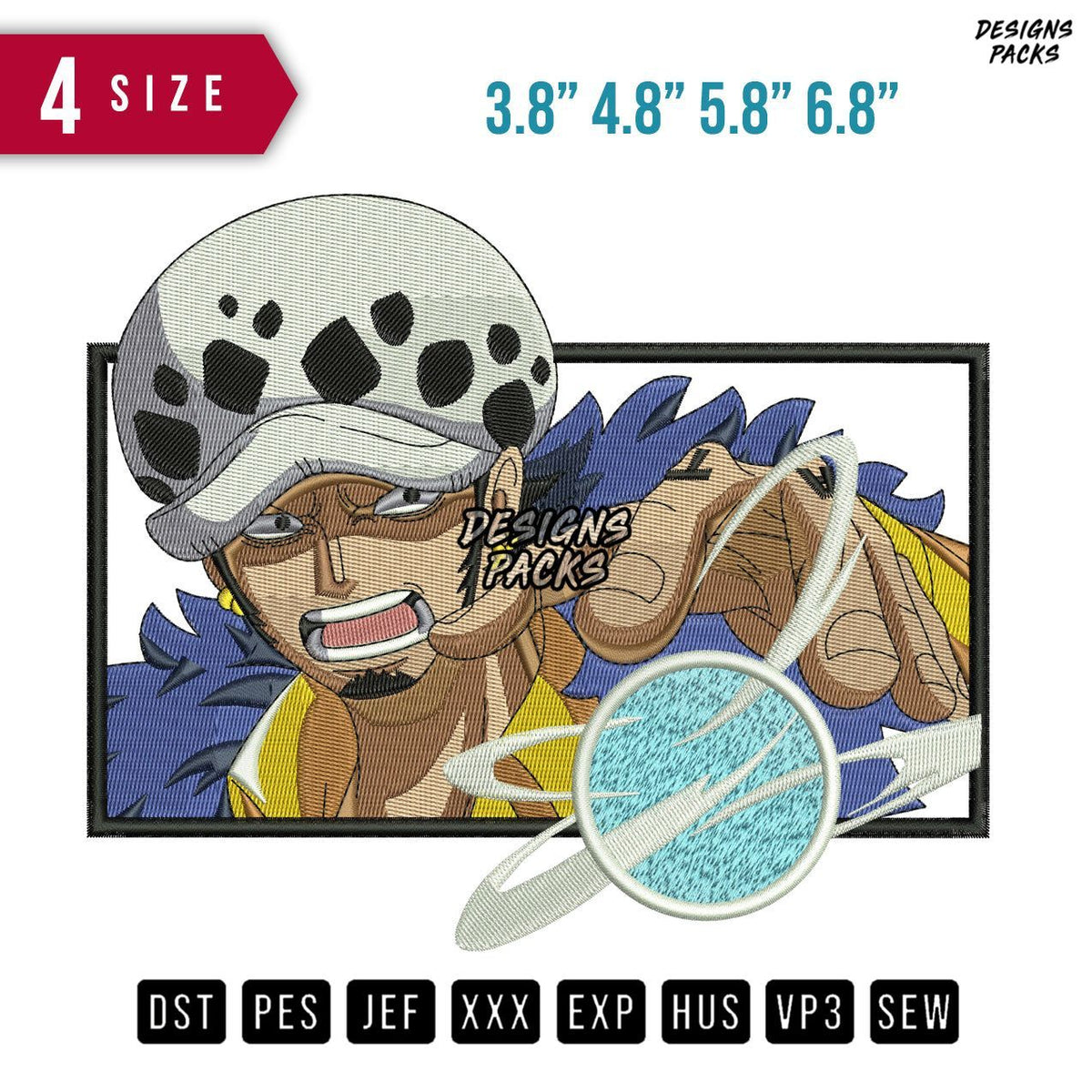 Trafalgar Law B Embroidery Design